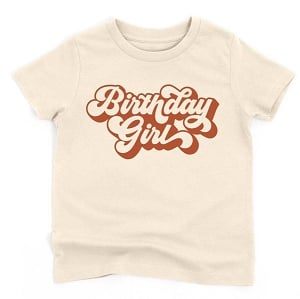 Birthday Girl Tee- Natural/Burnt Orange