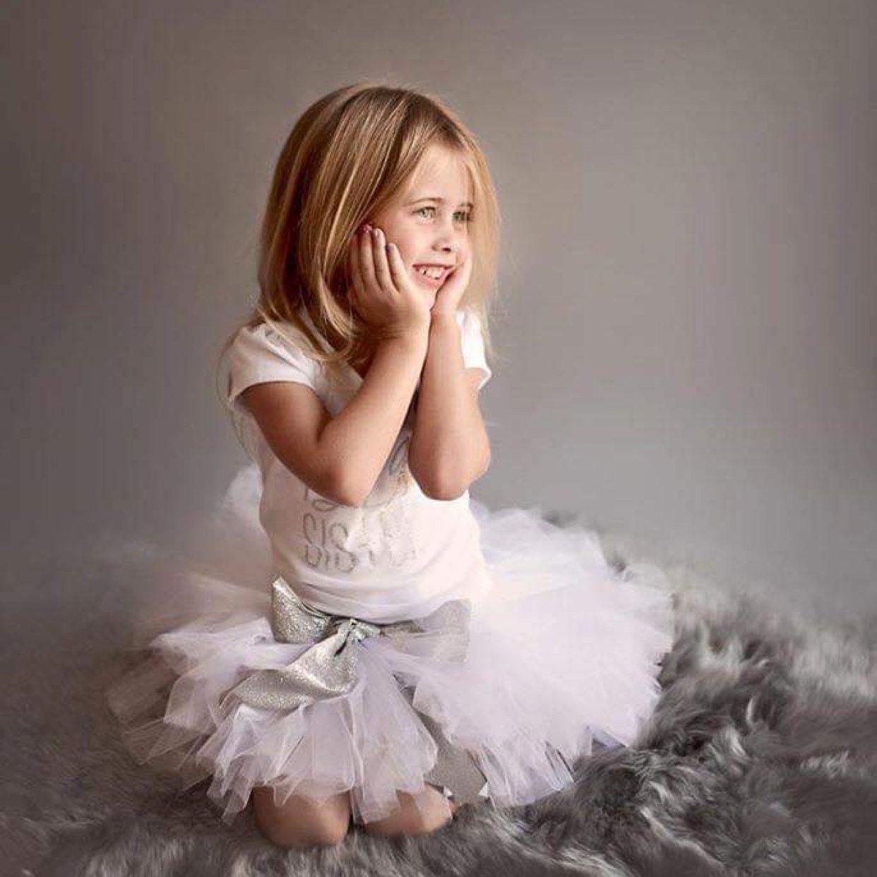 Big Sister Tee - Silver Glitter