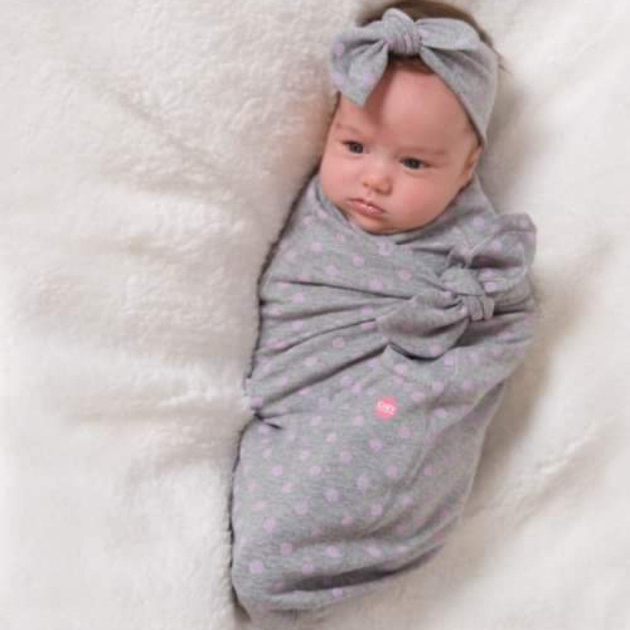Grey with Pink Dots Cozy Wrap Set