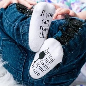 Bring My Mom Wine Baby Socks 