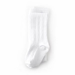 Cable Knit Tights - White