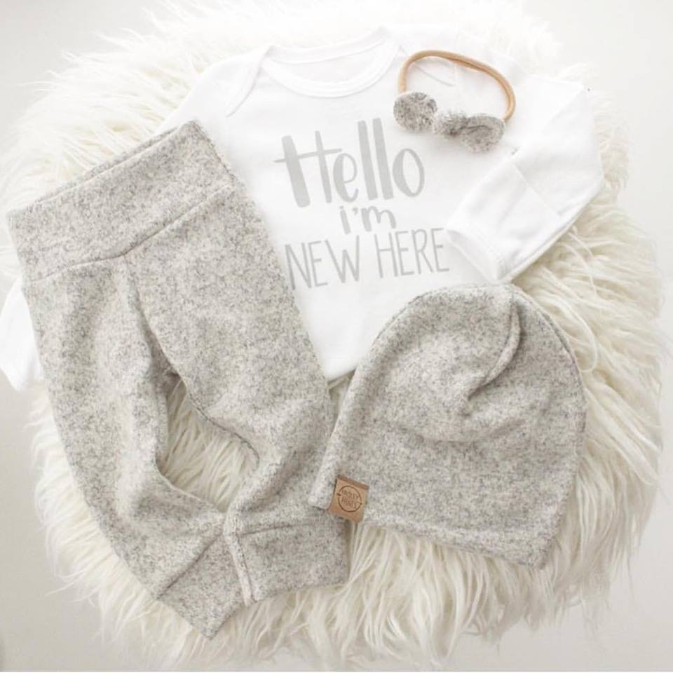 Hello I'm New Here Onesie - White & Grey