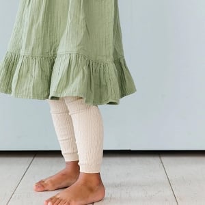 Cable Knit Footless Tights - Vanilla 