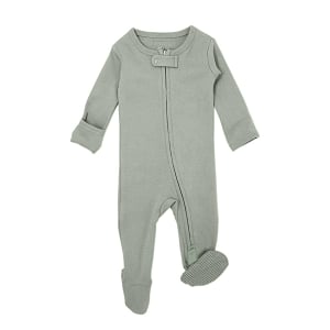 Organic 2-Way Zip Footie - Seafoam