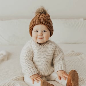   Garter Stitch Crew Neck Sweater - Natural