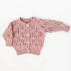 Leaf Lace Cardigan Sweater - Rosy