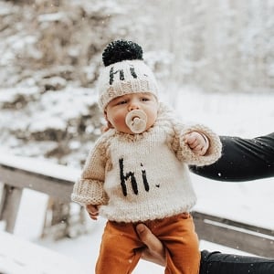 Hi. Hand Knit Beanie - Black