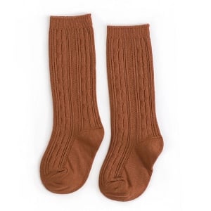 Little Stocking Co. Cable Knit Knee High Socks -Sugar Almond