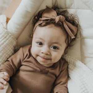 Latte Smocked Tied Headband  