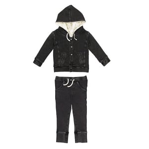 L'oved Baby Kids Faux Denim Jacket & Jogger Set - Black 