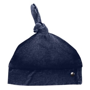 L'oved Baby Faux Denim Top-Knot Hat - Blue 