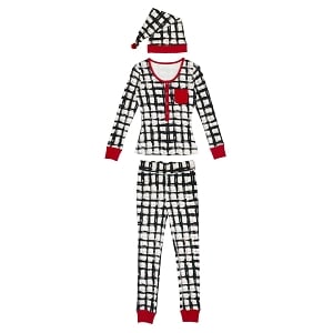 L'oved Baby Organic Women's Christmas Day Plaid Set + Hat