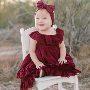 Nellie Ruffle Dress - Wine 