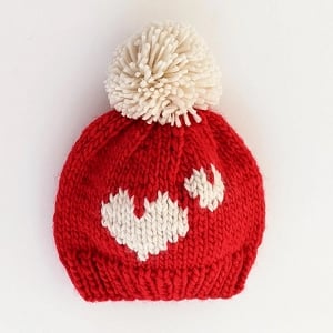 Sweetheart Knit Beanie Hat Red