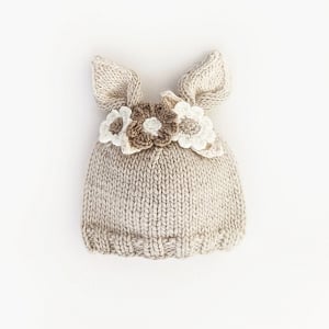   Flower Bunny Beanie Oatmeal