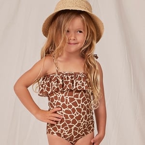 Rylee & Cru Ruffle One-Piece Swimsuit - Giraffe Spots 
