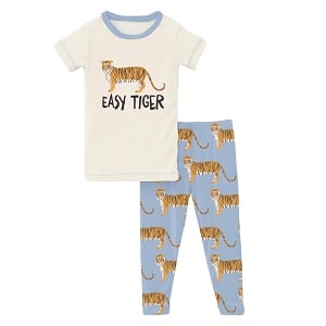 Kickee Pants Graphic Tee Pajama Set- Pond Tiger 