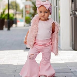 Barbie Denim Bell Bottoms - Distressed Pink