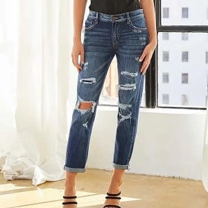 Kancan Distressed Denim Jeans - Dark Wash