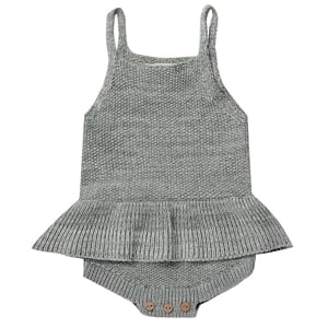  Quincy Mae Knit Ruffle Romper - Sea Green Heather