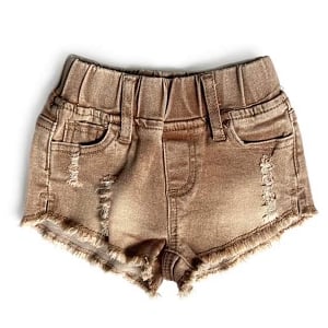 LB Cut Off Denim Shorties - Camel 