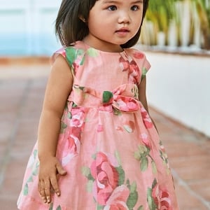 Mayoral Linen Floral Print Dress