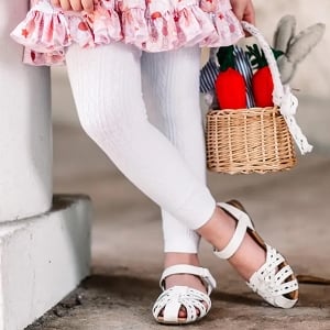 Cable Knit Footless Tights - White