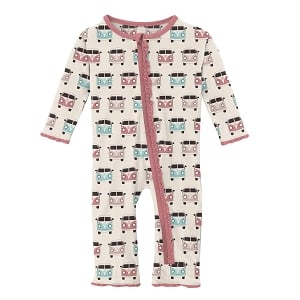 KicKee Pants Muffin Ruffle Coverall with Zipper - Natural Vintage Vans