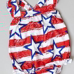 Stars & Stripes Ruffle Cross Back Romper