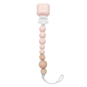 Colour Pop Silicone & Wood Pacifier Clip - Pink Quartz