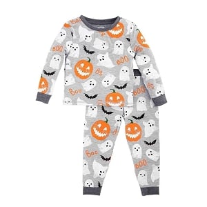 Gray Glow-In-The-Dark Halloween Pajama Set