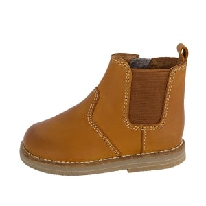 Leather Boot with Elastic Side - Tan