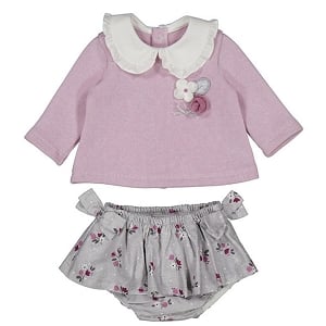 Mayoral Floral Bloomer Outfit - Violet