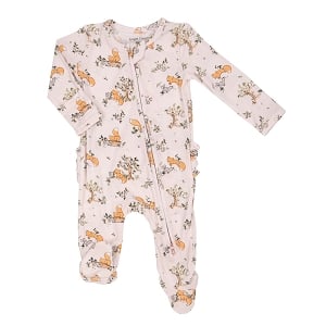 Baby Foxes Pink 2 Way Zipper Footies