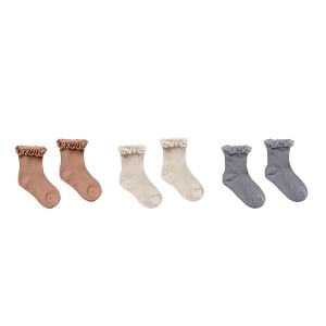 Rylee & Cru Lace Trim Socks - Spice, Natural, Dusty Blue