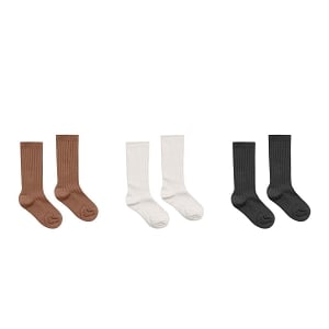 Rylee & Cru Ribbed Socks - Cedar, Ivory, Black