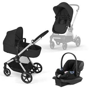 Cybex EOS Travel System - Moon Black (Silver Frame)