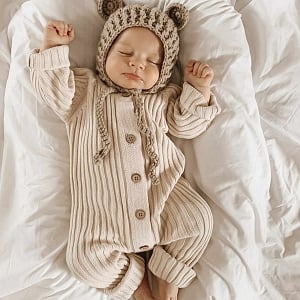 Ribbed Romper - Honey Milk