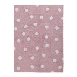 Lorena Canals Polka Dots Pink Rug - White