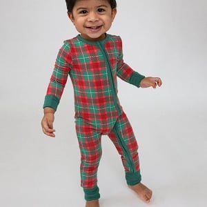 Holiday Plaid 2 Way Zipper Romper 