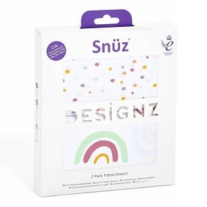 Snuz SnuzPod Crib Fitted Sheets, 2 Pack - Multi Rainbow