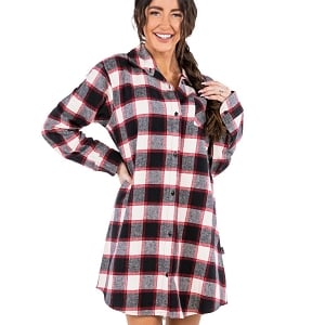 Black Plaid Flannel Nightshirt 