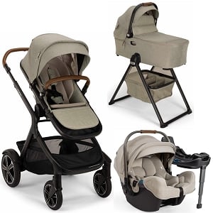 Nuna DEMI Next Stroller + Pipa RX Infant Car Seat & RELX Base + DEMI Next Bassinet & Stand Bundle- Hazelwood  