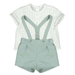 Mayoral Shorts with Suspender Set - Lagoon