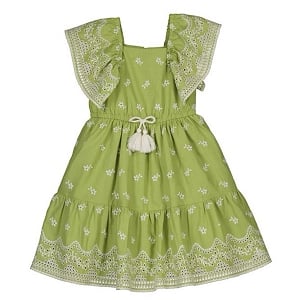 Mayoral Embroidered Dress with White Flowers
