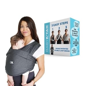 Baby K’tan Pre-Wrapped Ready To Wear Active Yoga Carrier - Heather Black
