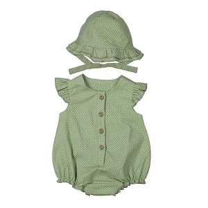 Mayoral Ruffle Romper with Hat - Eucalyptus