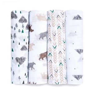 Aden + Anais Bear Print 4 Pack Classic Swaddle 