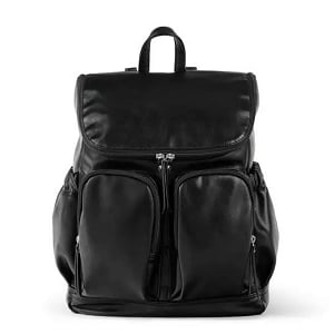 Signature Nappy Backpack - Black Faux Leather