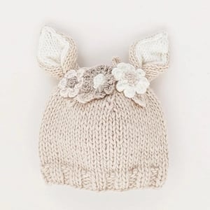 Flower Bunny Beanie Natural
